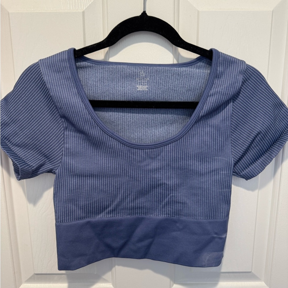 OFFLINE by Aerie Blue Ribbed Crop Top Size L